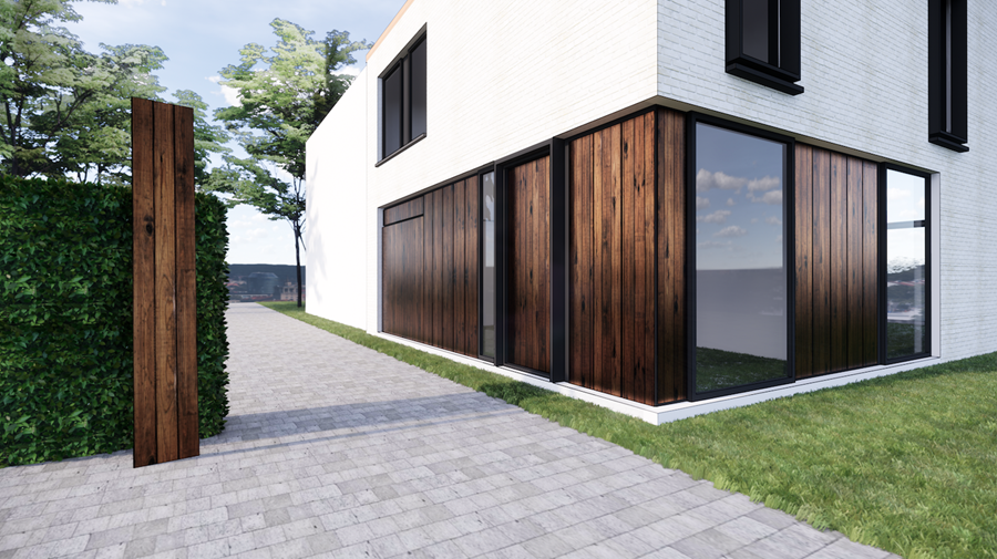 EERSTE BELGISCHE WONING MET GEVELBEKLEDING VAN ZONNECELLEN