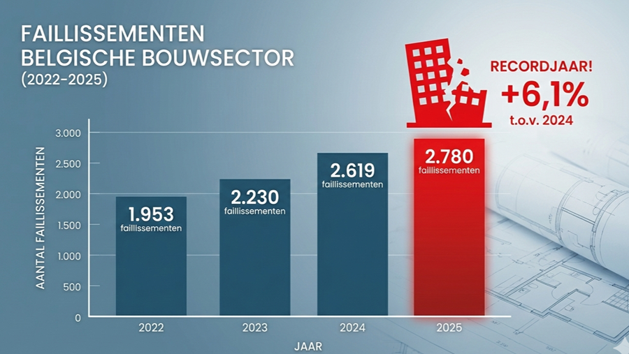 Recordaantal faillissementen in de bouw